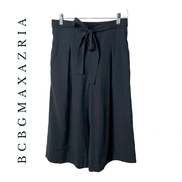 0425. BCBG MAXAZRIA CROPPED WIDE LEG PANTS BLACK‎ IN COLOR SIZE SMALL - Picture 1 of 11